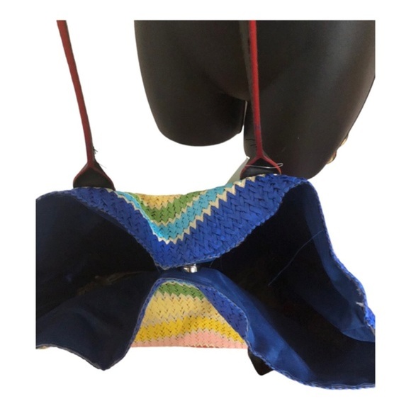 Cee Klein Rainbow stripe straw jute beach summer island bucket tote shoulder bag - Picture 16 of 16